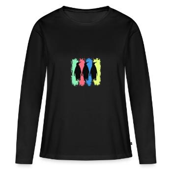 Oiseau marin pingouin pôle sud - T-shirt manches longues Premium bio Femme - noir - Devant - Julia (174cm)