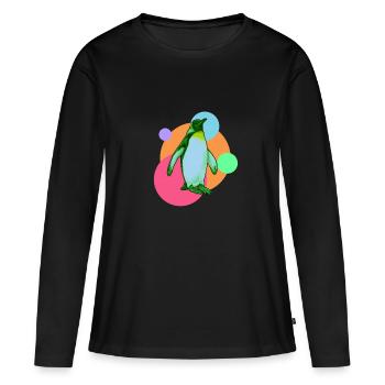 Oiseau marin pingouin pôle sud - T-shirt manches longues Premium bio Femme - noir - Devant - Julia (174cm)