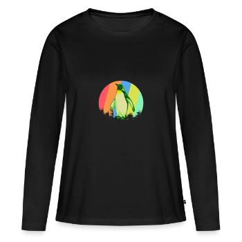 Cadeau de pingouin - T-shirt manches longues Premium bio Femme - noir - Devant - Julia (174cm)