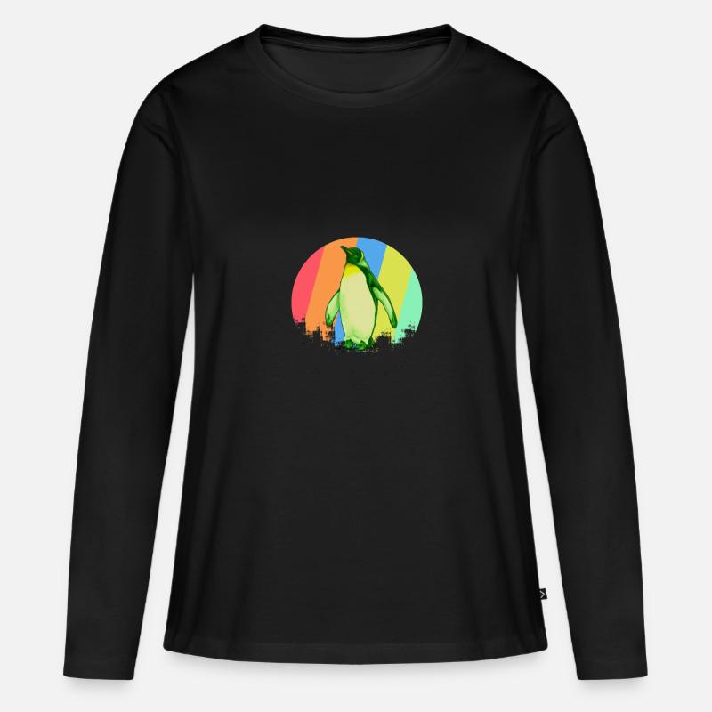 Pinguin Geschenk - Frauen Premium Bio Langarmshirt - Schwarz