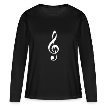 Clef / Note / Musique - T-shirt manches longues Premium bio Femme - noir - Devant - Julia (174cm)