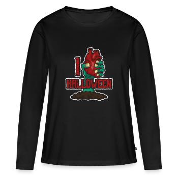 J'adore Halloween Heart Organ Zombie - T-shirt manches longues Premium bio Femme - noir - Devant - Julia (174cm)