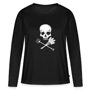 Fourche de crâne - T-shirt manches longues Premium bio Femme - noir - Devant - Julia (174cm)