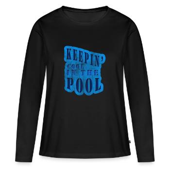 Cool im Pool - Frauen Premium Bio Langarmshirt - Schwarz - Vorne - Julia (174cm)
