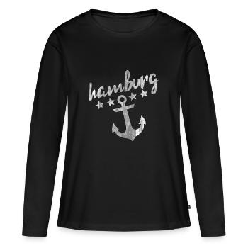 Ancre de Hambourg - T-shirt manches longues Premium bio Femme - noir - Devant - Julia (174cm)