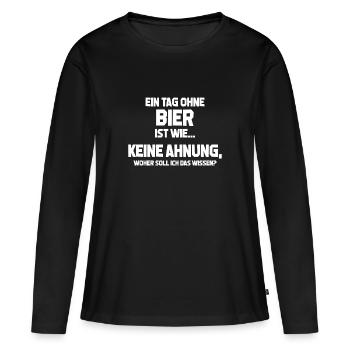 Journée sans bière? Impossible - Cadeau - T-shirt manches longues Premium bio Femme - noir - Devant - Julia (174cm)