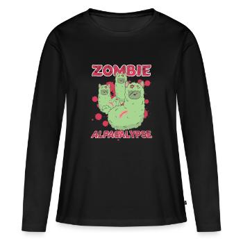 Zombie Alpacalypse Halloween effrayant Apocalypse - T-shirt manches longues Premium bio Femme - noir - Devant - Julia (174cm)