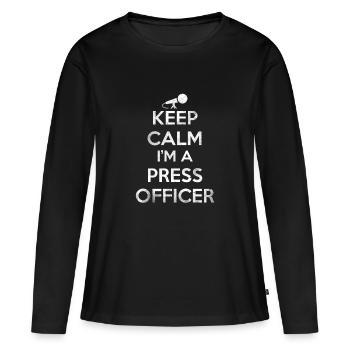 Keep Calm I´m A Press Officer Shirt Geschenk - Frauen Premium Bio Langarmshirt - Schwarz - Vorne - Julia (174cm)