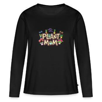 Plant Maman Fleurs Mère Jardin Cadeau - T-shirt manches longues Premium bio Femme - noir - Devant - Julia (174cm)