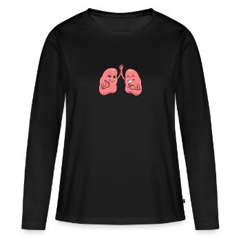 Respiration respiratoire de l'anatomie pulmonaire - T-shirt manches longues Premium bio Femme - noir - Devant - Julia (174cm)
