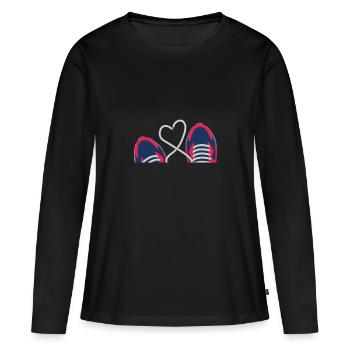 L'amour en cours d'exécution v2 - T-shirt manches longues Premium bio Femme - noir - Devant - Julia (174cm)