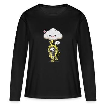 Blitzschlag Geschenk Unwetter Gewitter Comic Party - Frauen Premium Bio Langarmshirt - Schwarz - Vorne - Julia (174cm)