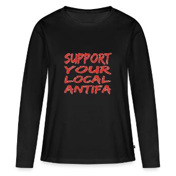 Soutenez votre antifa local! Soutenez votre Antifa! - T-shirt manches longues Premium bio Femme - noir - Devant - Julia (174cm)