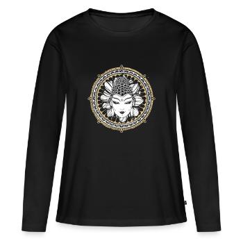 BUDDHA GIFT SPIRITUALITY MEDITATION YOGA - Women's Premium Organic Long Sleeve Shirt - black - Front - Julia (174cm)