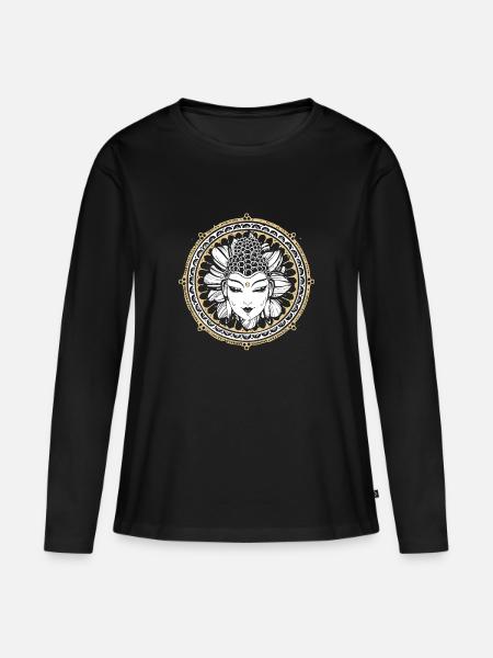 BUDDHA GESCHENK SPIRITUALITÄT MEDITATION YOGA - Frauen Premium Bio Langarmshirt - Schwarz