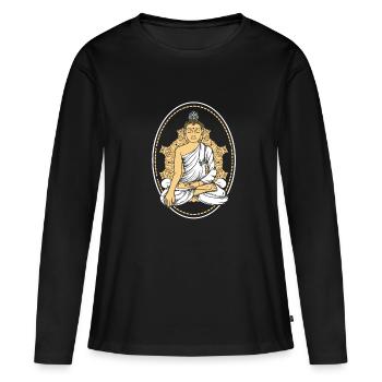BUDDHA GIFT SPIRITUALITY MEDITATION YOGA - T-shirt manches longues Premium bio Femme - noir - Devant - Julia (174cm)
