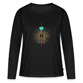 Selle d'amour - T-shirt manches longues Premium bio Femme - noir - Devant - Julia (174cm)