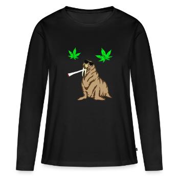 Thug Walross Kiffer Cannabisblatt Joint Geschenke - Frauen Premium Bio Langarmshirt - Schwarz - Vorne - Julia (174cm)