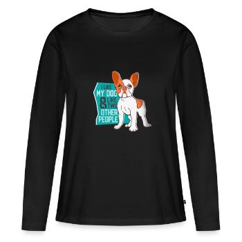J'aime mon chien, j'aime mon chien - T-shirt manches longues Premium bio Femme - noir - Devant - Julia (174cm)