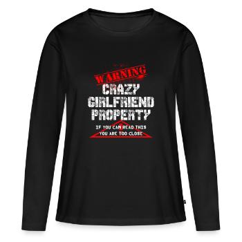 Crazy Girlfriend Property warning - Women's Premium Organic Long Sleeve Shirt - black - Front - Julia (174cm)