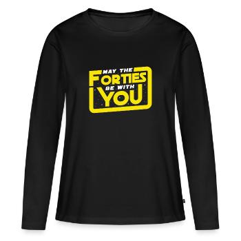 40ème anniversaire - Que les quarante ans soient avec vous - T-shirt manches longues Premium bio Femme - noir - Devant - Julia (174cm)