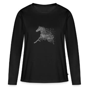Pferde Punktdesign - Frauen Premium Bio Langarmshirt - Schwarz - Vorne - Julia (174cm)