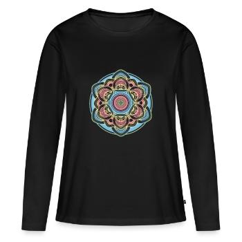Mandala Hindou - T-shirt manches longues Premium bio Femme - noir - Devant - Julia (174cm)
