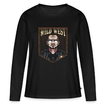 shérif - T-shirt manches longues Premium bio Femme - noir - Devant - Julia (174cm)