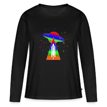 Saturne - T-shirt manches longues Premium bio Femme - noir - Devant - Julia (174cm)