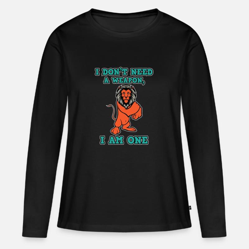 Löwe - Frauen Premium Bio Langarmshirt - Schwarz