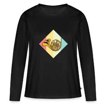 French Horn - Frauen Premium Bio Langarmshirt - Schwarz - Vorne - Julia (174cm)