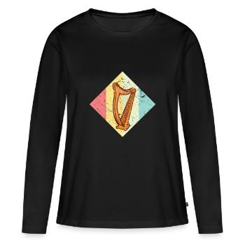 Harfe - Frauen Premium Bio Langarmshirt - Schwarz - Vorne - Julia (174cm)