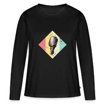 microphone - Women's Premium Organic Long Sleeve Shirt - black - Front - Julia (174cm)