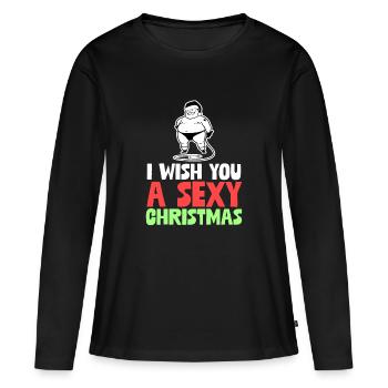 Je vous souhaite un Noël sexy - T-shirt manches longues Premium bio Femme - noir - Devant - Julia (174cm)