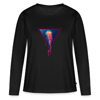 Méduse / Méduse - T-shirt manches longues Premium bio Femme - noir - Devant - Julia (174cm)