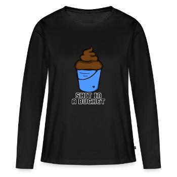 SHIT DANS UN GODET - T-shirt manches longues Premium bio Femme - noir - Devant - Julia (174cm)