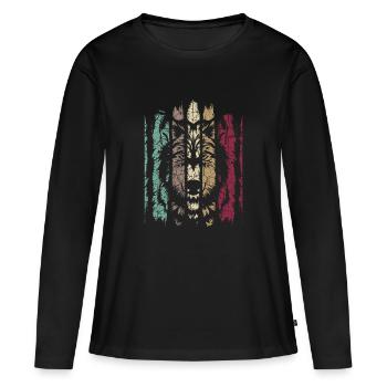 Wolf Wildlife Loups Wilderness Retro Vintage Predator - T-shirt manches longues Premium bio Femme - noir - Devant - Julia (174cm)