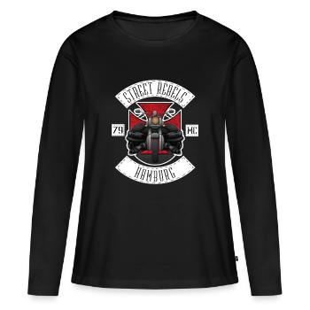 Street Rebels Hamburg MC Rockerkutte by Individual - Frauen Premium Bio Langarmshirt - Schwarz - Vorne - Julia (174cm)