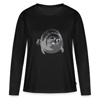 Dicke Robbe - Frauen Premium Bio Langarmshirt - Schwarz - Vorne - Julia (174cm)