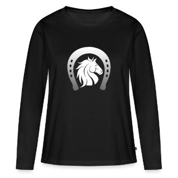 Cheval chanceux avec sabot - T-shirt manches longues Premium bio Femme - noir - Devant - Julia (174cm)