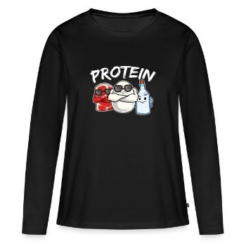 Force de musculation Formation de renforcement musculaire - T-shirt manches longues Premium bio Femme - noir - Devant - Julia (174cm)