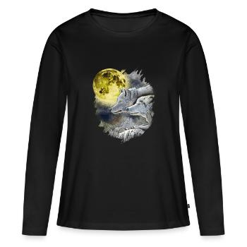 Loup Fantaisie Loups fantaisie - T-shirt manches longues Premium bio Femme - noir - Devant - Julia (174cm)