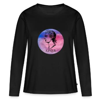 Rome Spqr spqr Forum romain César - T-shirt manches longues Premium bio Femme - noir - Devant - Julia (174cm)