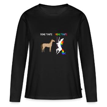 Tante Pole Dance Einhorn Tanz Kunst Stange Podest - Frauen Premium Bio Langarmshirt - Schwarz - Vorne - Julia (174cm)