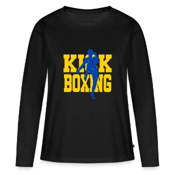 Kickboxing High Knee Gift Idées d'arts martiaux - T-shirt manches longues Premium bio Femme - noir - Devant - Julia (174cm)