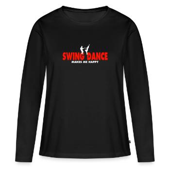 Swing Dance Tee - Frauen Premium Bio Langarmshirt - Schwarz - Vorne - Julia (174cm)