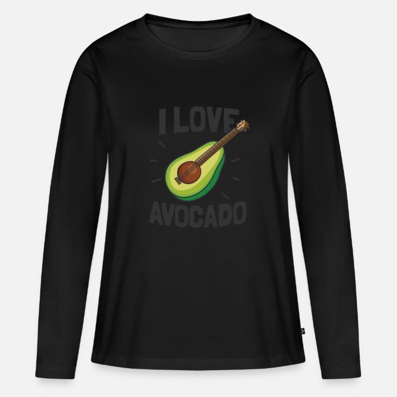 I Love Avocado - Frauen Premium Bio Langarmshirt - Schwarz
