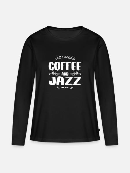 Jazz & Coffee - Frauen Premium Bio Langarmshirt - Schwarz