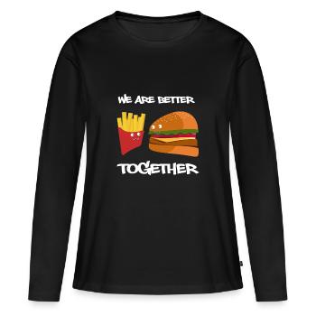 Burger - T-shirt manches longues Premium bio Femme - noir - Devant - Julia (174cm)
