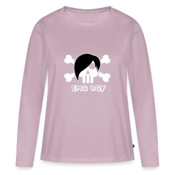 Emo Boy - T-shirt manches longues Premium bio Femme - rose poudré - Devant - Julia (174cm)